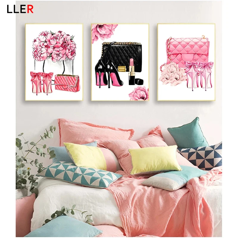 Французская мода девушка на высоком каблуке комод абстрактное настенное