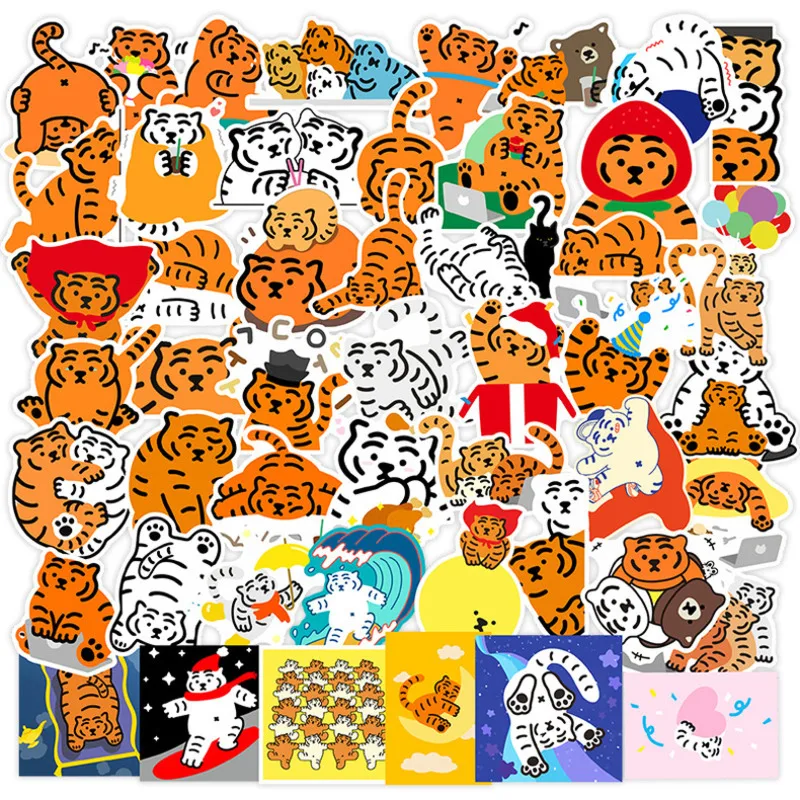 

Cartoon Tiger Cute Stickers Bag Children Kawaii Collage Mobile Phone Suitcase Stationery Diy Decorative Sticker Waterproof 38pcs
