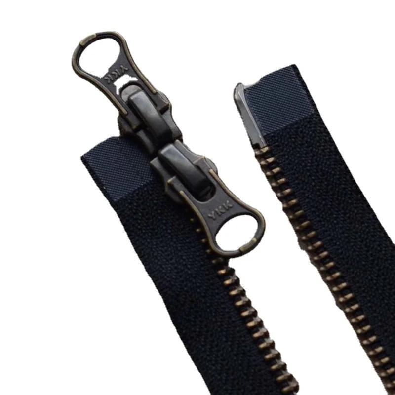 

2pcs/Lot 5# 50 to 90cm Vintage YKK Metal Zipper Black Bronze Double Open End Two-way Fastener Leather Jacket Sewing Accessories