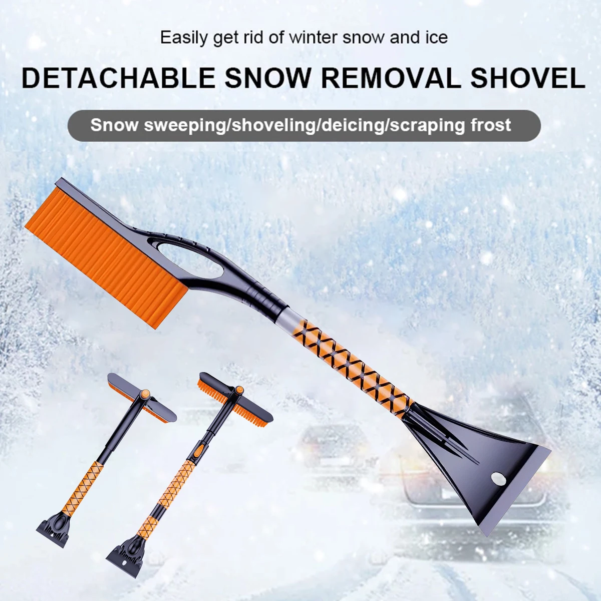 

new Snow Scraper Snow Brush Reusable Snow Broom Detachable Snow Removal Tool 360° Rotatable Multifunctional Snow Shovel Brush