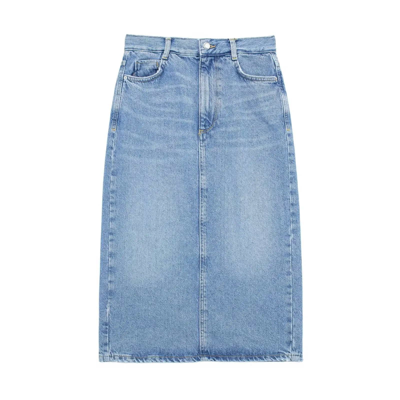 

Women 2023 New Chic Fashion Summer Sexy Bluecowboy Split Skirt Vintage High Waist Zipper Female Skirts Mujer