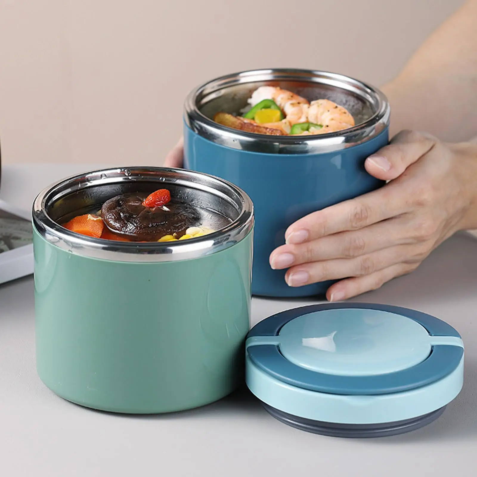 

600 мл/1000 мл суповая чашка из нержавеющей стали, термоланч-бокс, пищевой контейнер, термоконтейнер для еды с ручкой, чашка для завтрака G2R7