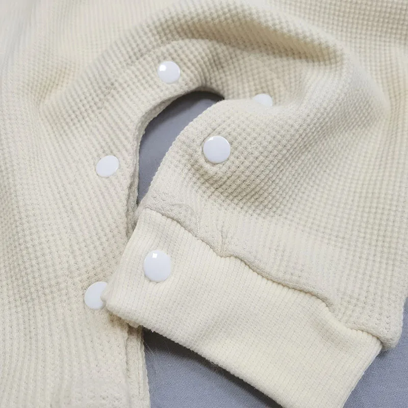 2022 New Autumn Baby Casual Romper Long Sleeve Toddler Boy Bear Jumpsuit Cute Infant Girl Cotton Waffle Clothes 0-24M