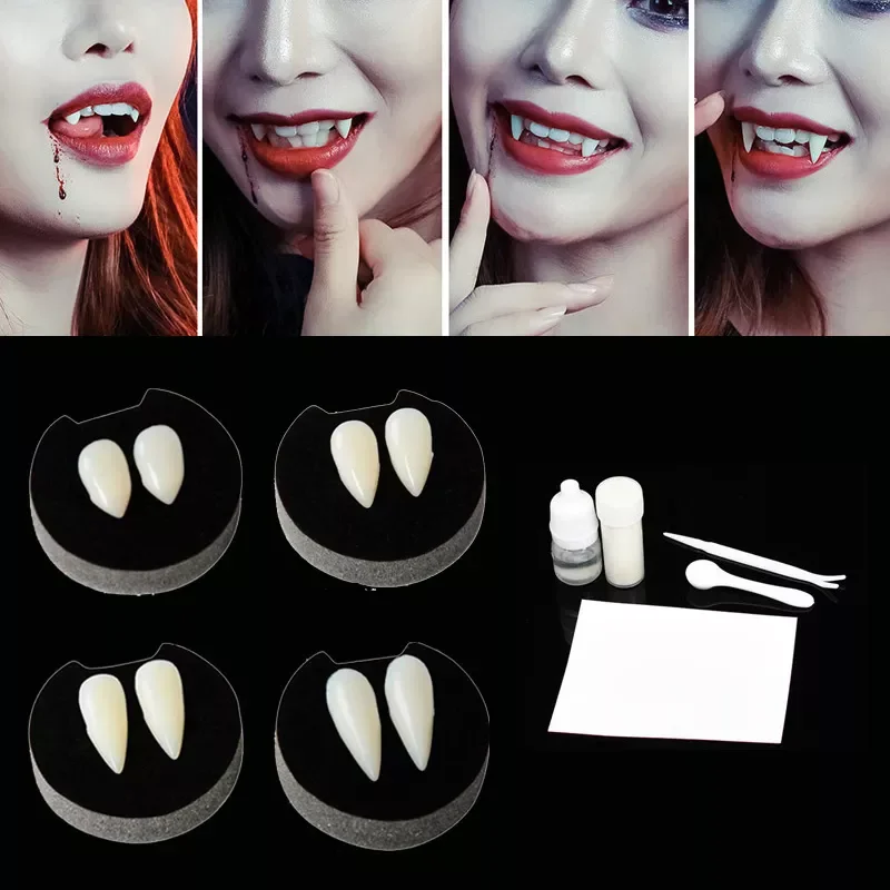 

Decoration Vampire Teeth Dentures Prop Zombie Devil Fangs Tooth With Dental Gum Halloween Costume Props Party Supplies