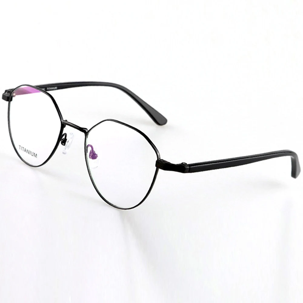 

Titanium Irregular Polygon Light Weight Full-rim Optical Frame Custom Photochromic Myopia Reading Glasses Prescription Lens