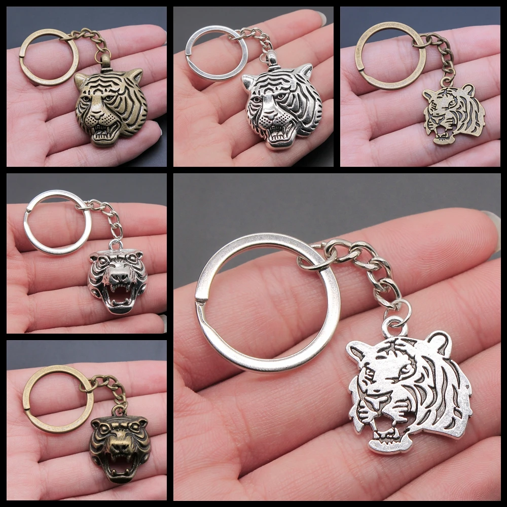 

Fashion Metal Keychain Holder Souvenirs Gift Men Keychain Creative Jewelry Accessories Party Gift Tiger Head Pendant Keyring