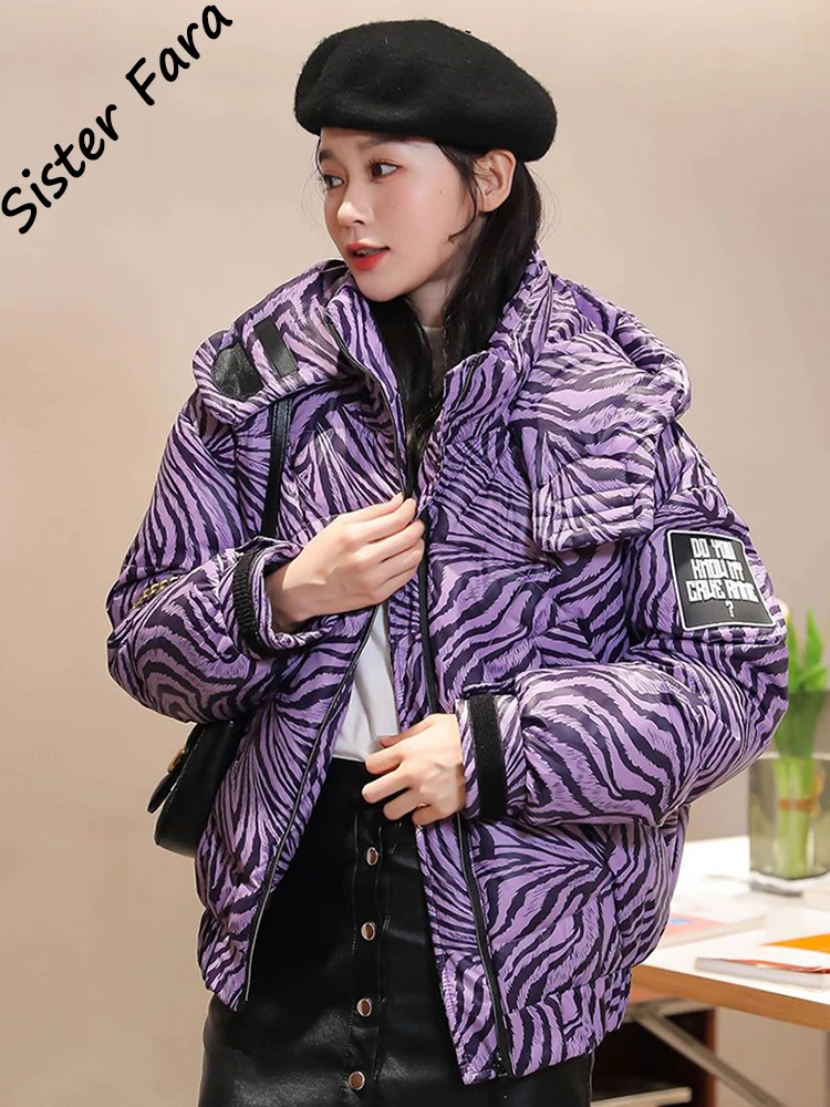 

Sister Fara Winter 90% White Duck Down Coat Female Streetwear Loose Jacket Women Jacket Thick Warm Hooded Big Pocket Snow Parkas