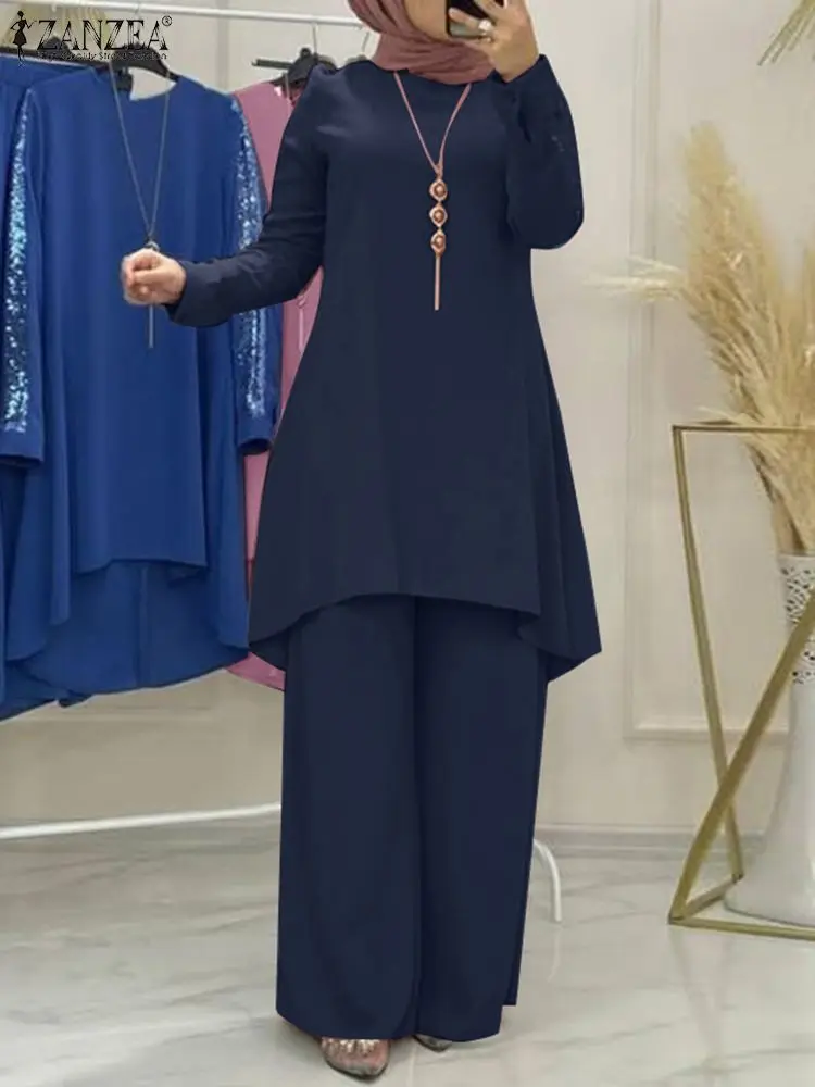 

Turkish Blouse Set Dubai Abayas For Women Causal Loose Muslim Pant Sets ZANZEA Eid Kaftan Ramadan Elegant Abaya Isamic Clothing