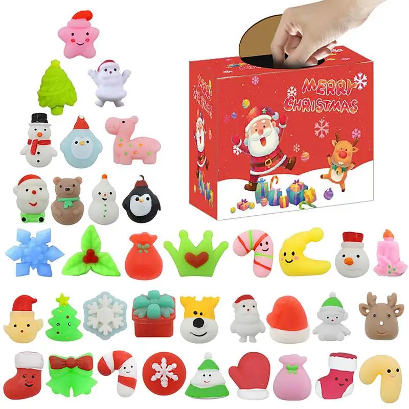 

Календарь для нового года 2023, эластичные рождественские календари для Адвента, игрушки Mochi, необычные рождественские тематические плюшевые игрушки Mochi