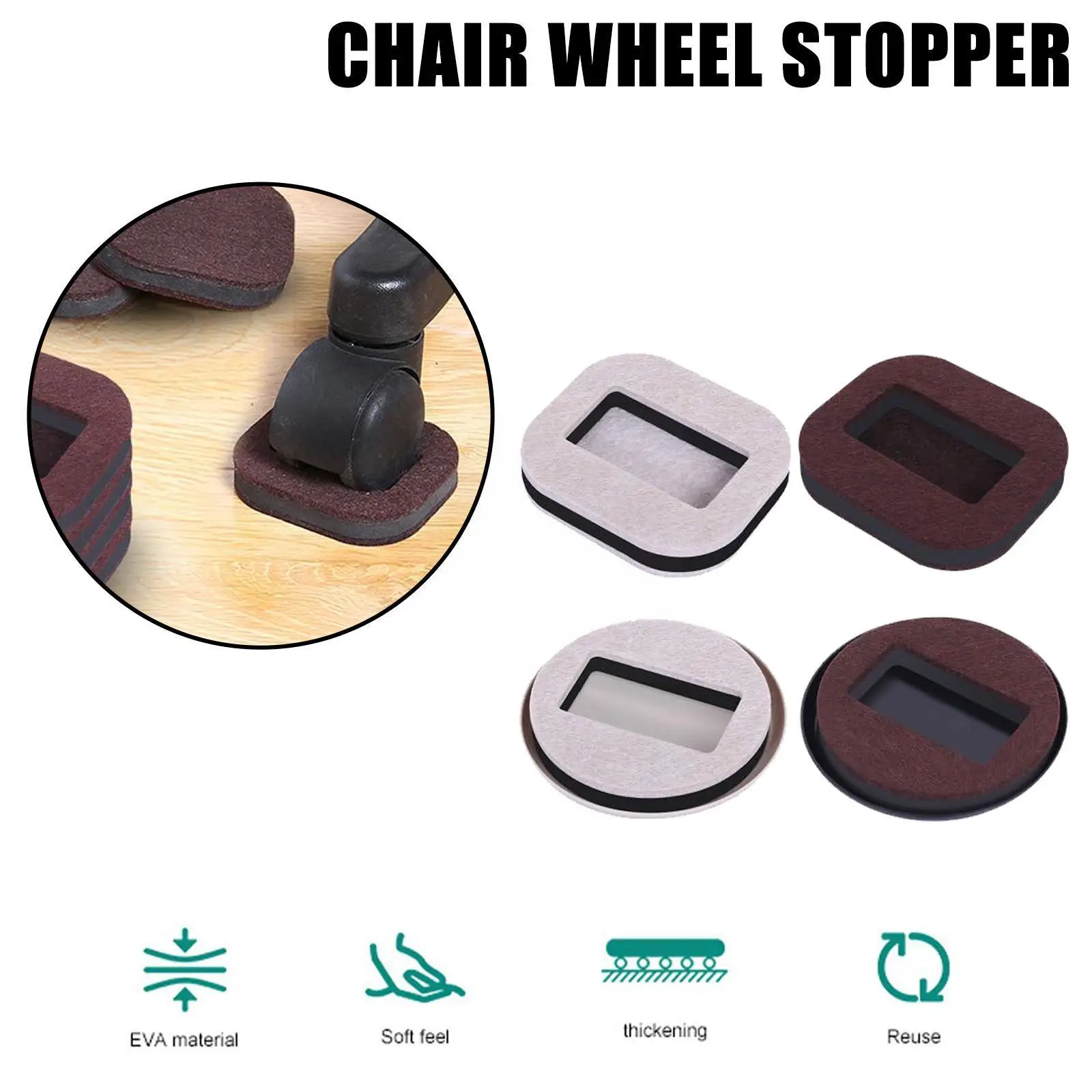

5pcs Office Chair Wheel Stopper Chair Fixing Shockproof Scratches Stopper Carpet Caster Pad Prevents Furniture Floor Wheel L8R4