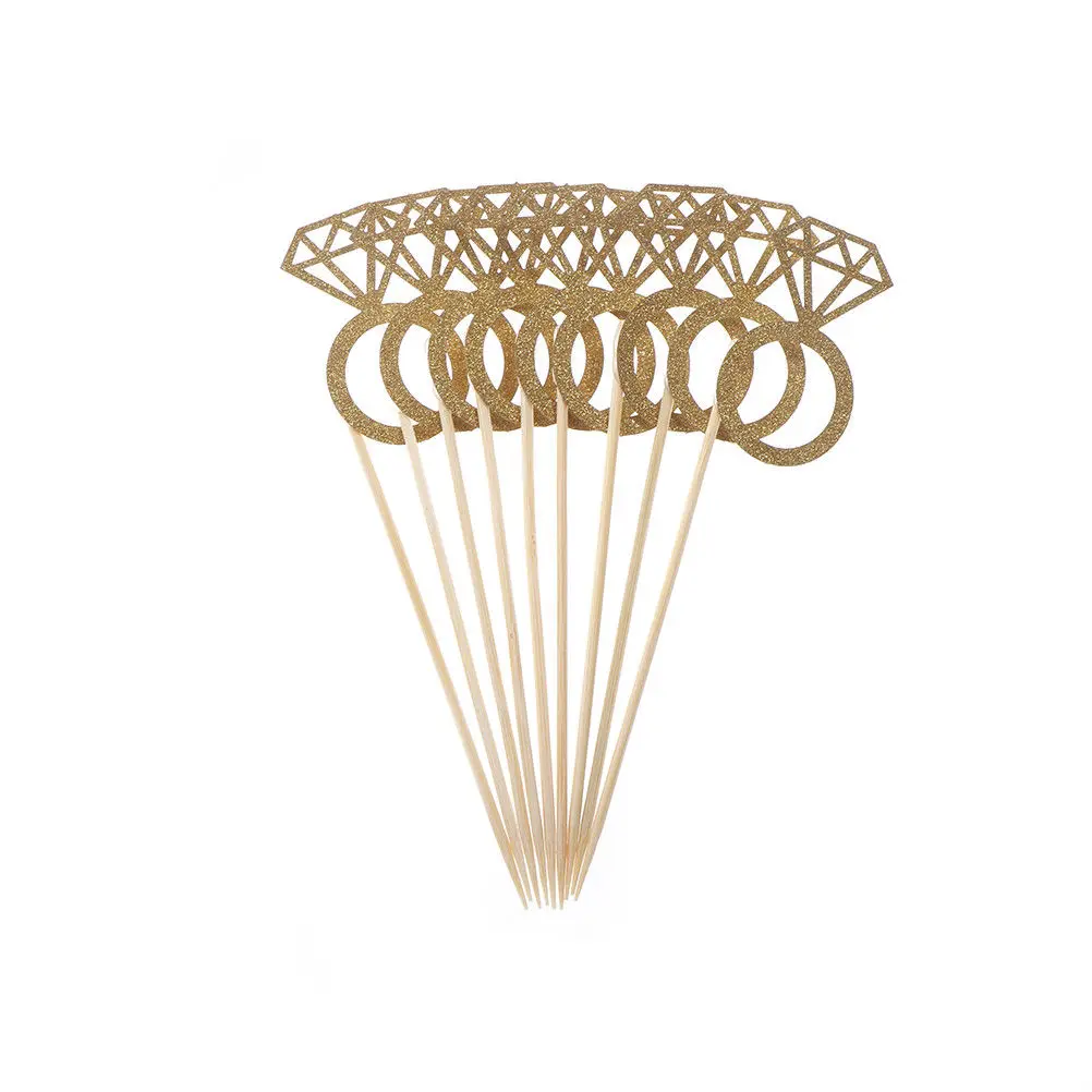 

10 шт. золотые блестящие бриллиантовые кольца, бумажные топперы для кексов, оберточные коробки для конфет, вкладыши для девичника, украшения ...