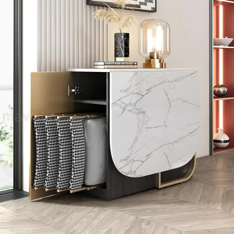 

Light Luxury Folding Dining Table And 4 Chair Combination Modern Simple And Multifunctional Small Household Rock Board Table