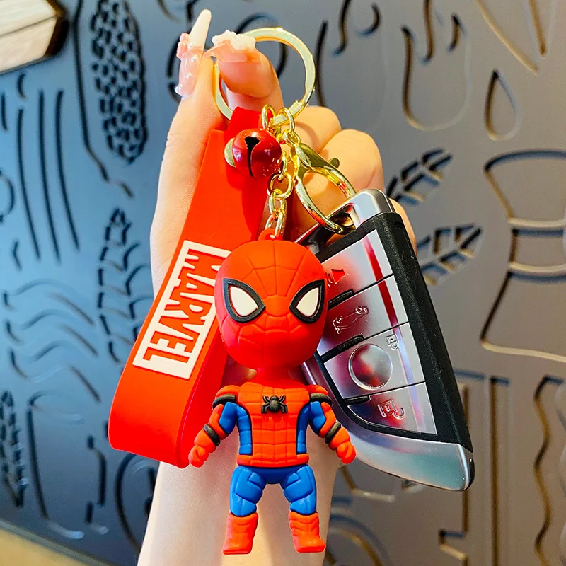 

Anime Disney Marvel Heroes Thor Keychain Cute Spiderman Action Figures School Backpack Pendant Birthday Gifts for Kids Girls