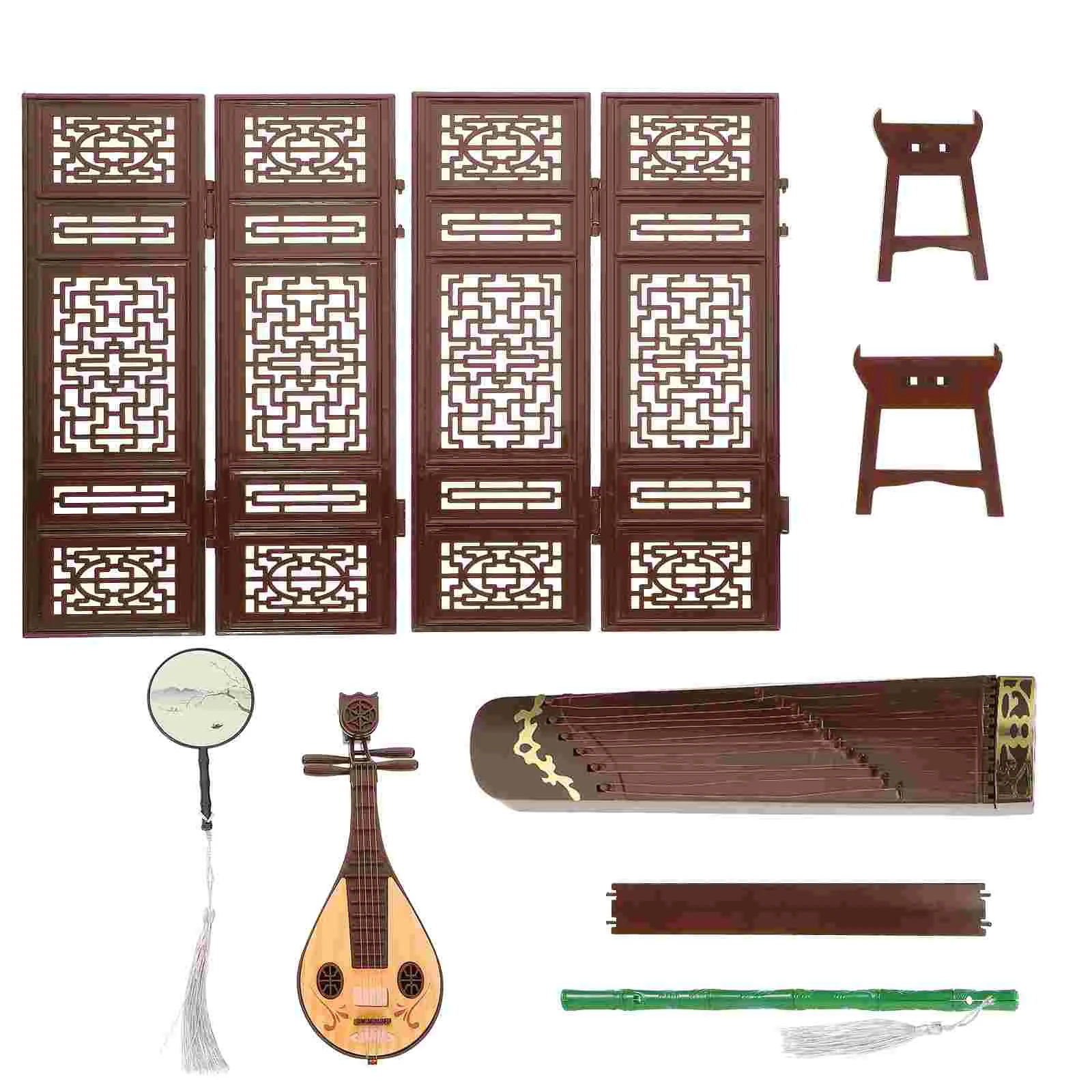 

Fan House Decoration Child Baby Toy Mini Dollhouse Guzheng Plastic Accessories Dolls