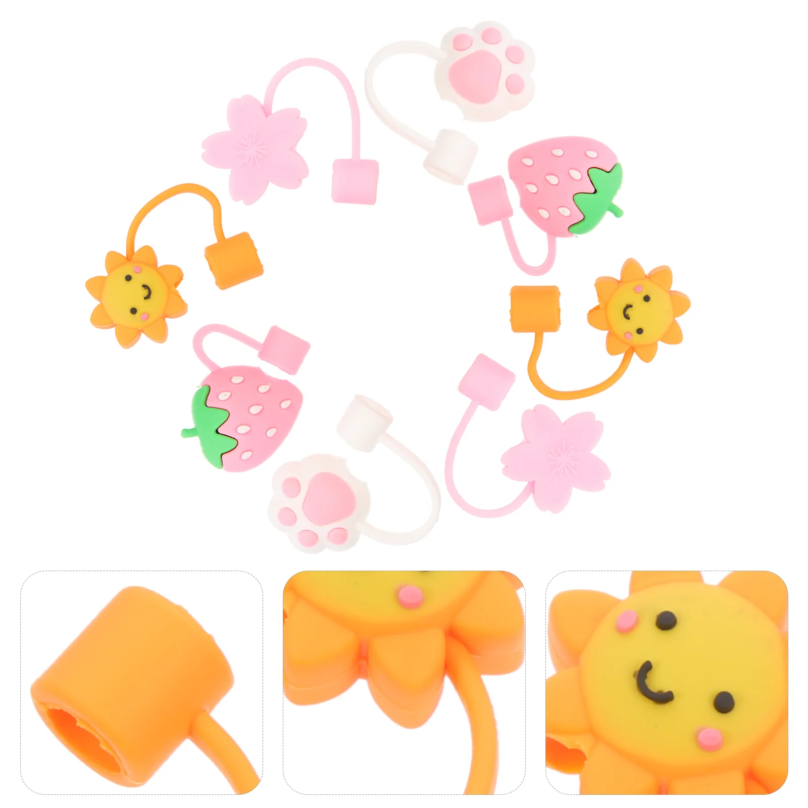 

Straw Covers Silicone Tips Cover Caps Cap Drinking Reusable Toppers Tip Straws Protector Plugs Plug Topper Cute Protectors End