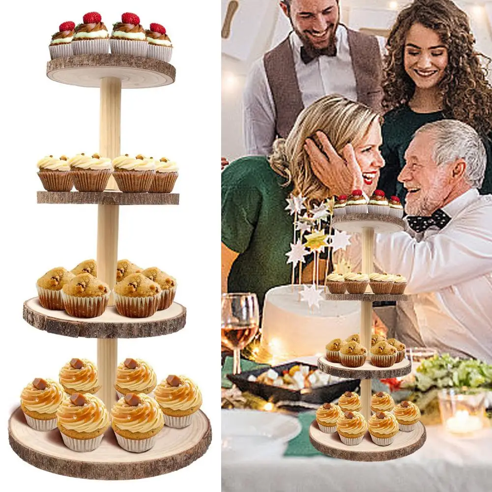 

European-style Dessert Rack Three-layer Wooden Decorative Decor Storage Rack Paulownia Props Photography Rack Home Tray Dis N4s3