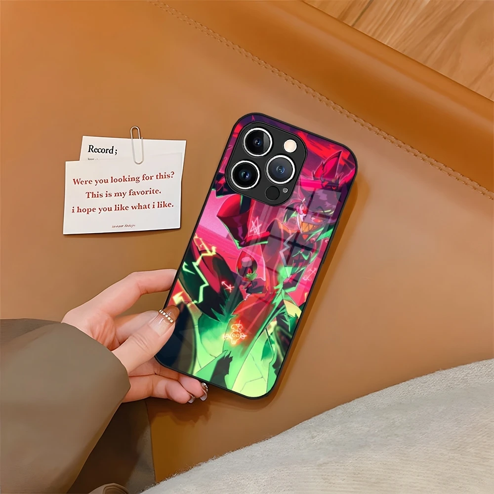 Чехол для телефона H-HazbinS Hotels из закаленного стекла iPhone 16 15 13 14 12 11 Pro XS Max Plus Mini SE2020