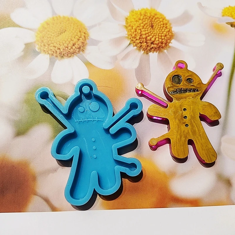 

N58F Shiny Glossy Silicone Resin Molds Little Man Doll Ornament Mold DIY Keychain Pendant Jewelry Epoxy Resin Crafting Molds