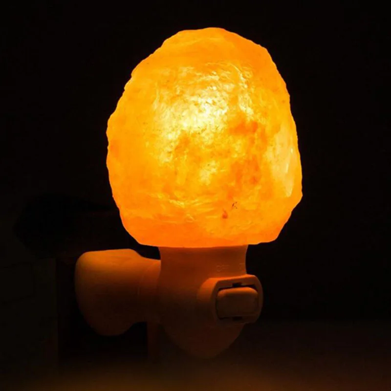 

Himalayan Warm white Salt Lamp Natural Crystal Hand Carved Night Light Home Decor Air Purifying with Plug Release negative ions