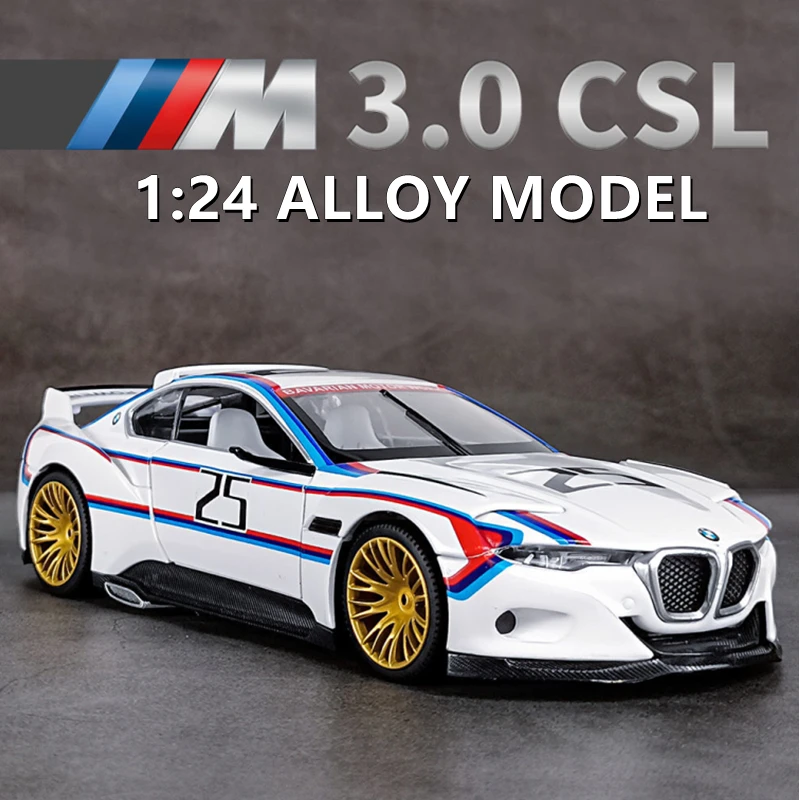 

1:24 BMWs CSL Hommage M4 DTM M6 GT3 Alloy Racing Car Model Diecast Metal Toy Sports Car Model Simulation Sound Light Kids Gift