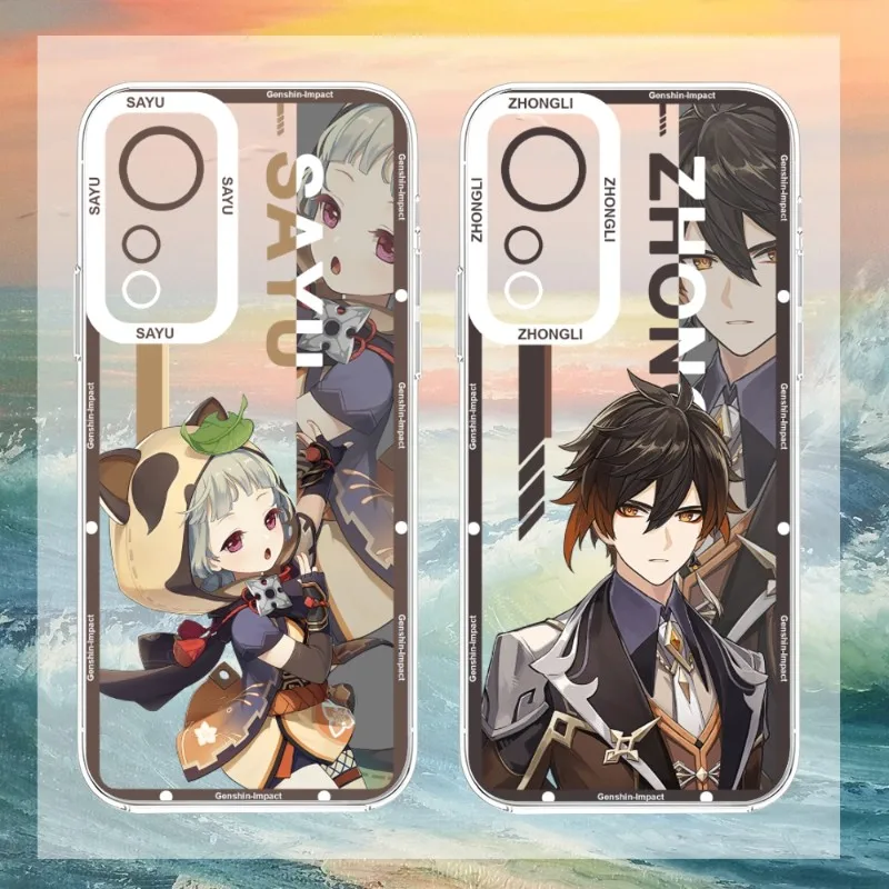 

Чехол для телефона Genshin Impact Sayu Zhongli для Xiaomi Redmi Note 10 12 11 Pro Lite Proplus Pocox3GT F3, прозрачный чехол из ТПУ