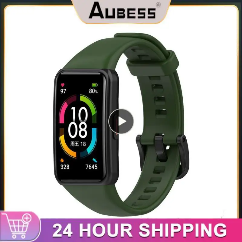 

1~8PCS for Honor Band 6 Durable Sweatproof Watch Bracelet Adjustable Silica Replacement Smartwatch Soft Band Strap