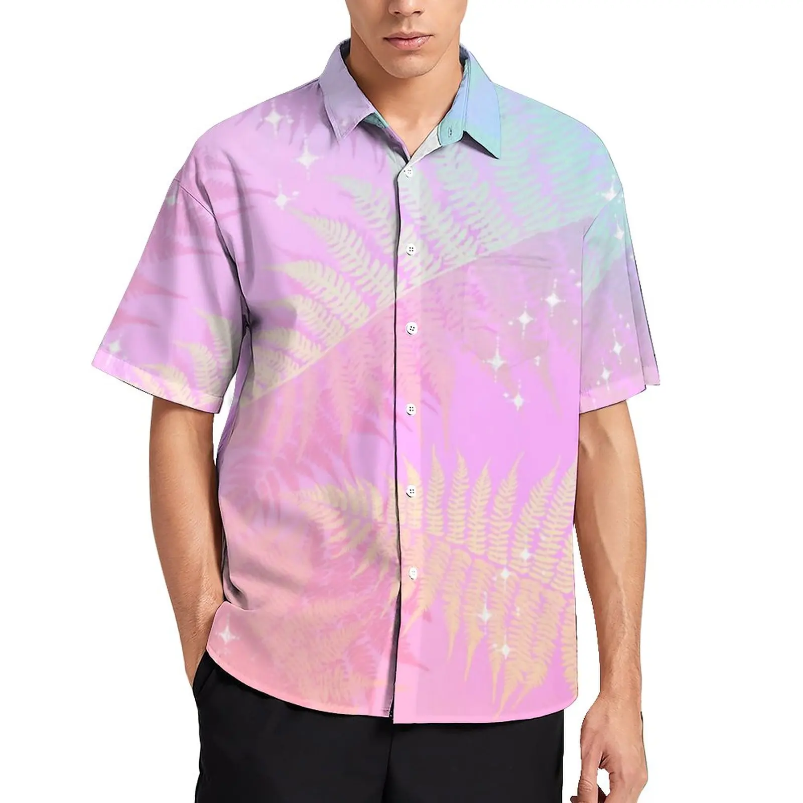 

Рубашка мужская свободного покроя с принтом заката, повседневная с абстрактным эффектом омбре для отпуска, с коротким рукавом, с гавайским ...