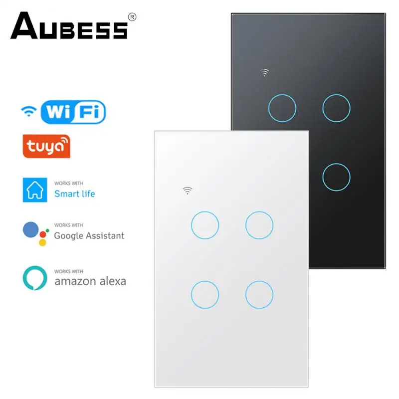 

Умный выключатель Aubess, сенсорный переключатель стандарта США, работает с Google Home, с голосовым управлением, с поддержкой Wi-Fi, для умного дома т...