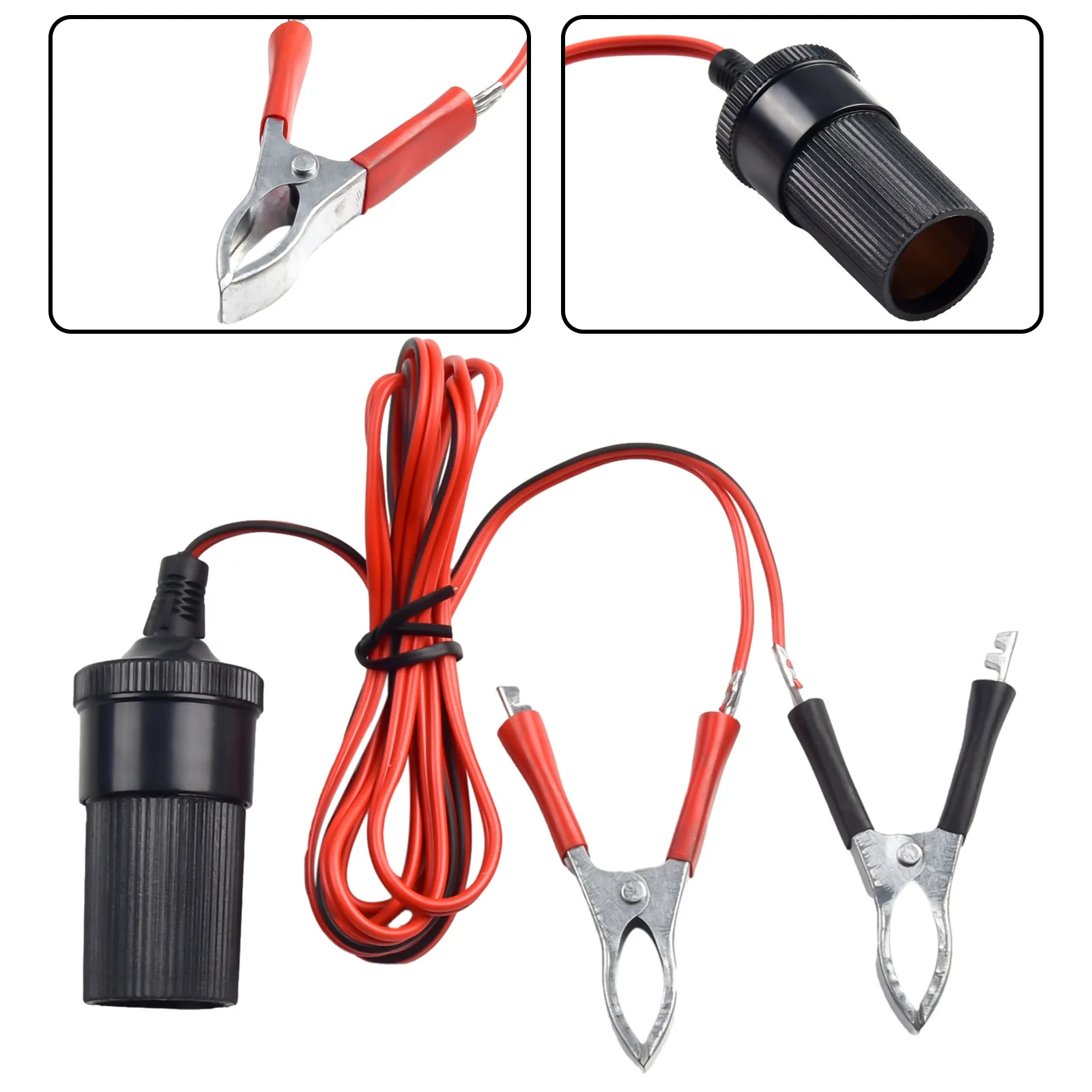 

12V Power Car Cigarette Lighter Female To Alligator Clip Extension Connector To Terminal Clip-on Battery Adapter Auto Socket