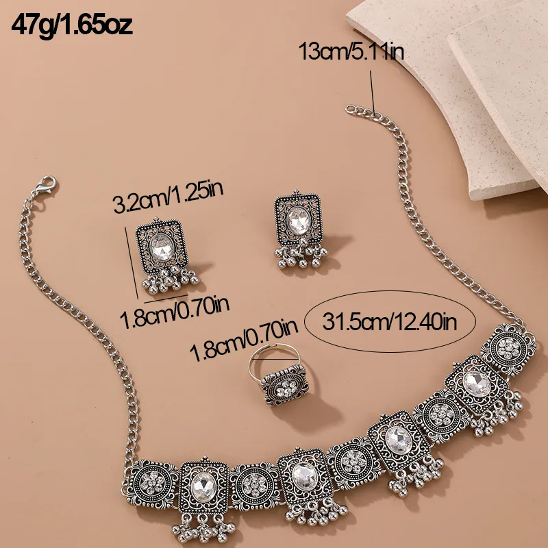 Винтажные цыганские геометрические резные цветочные ожерелья Серьги Кольца