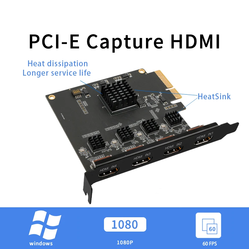 ACASIS 4-канальная HDMI-совместимая трансляция PCI Express HD видеозахват 1080p OBS Vmix |