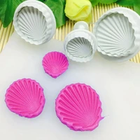 3pcs wedding cookie cutter fondant dessert cake decor ocean shell shape mold chocolates biscuit sea party kitchen baking tools