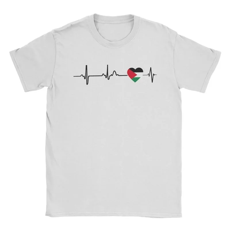 Футболка с флагом Палестины Heartbeat, мужская футболка с коротким рукавом и круглым вырезом, новая повседневная мужская футболка большого размера, одежда (art.: 3920cf840d83f) - 3920cf840d83f