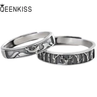 qeenkiss rg6786 fine jewelry wholesale fashion couples birthday%c2%a0wedding gift retro whale deer 925 sterling silver open ring