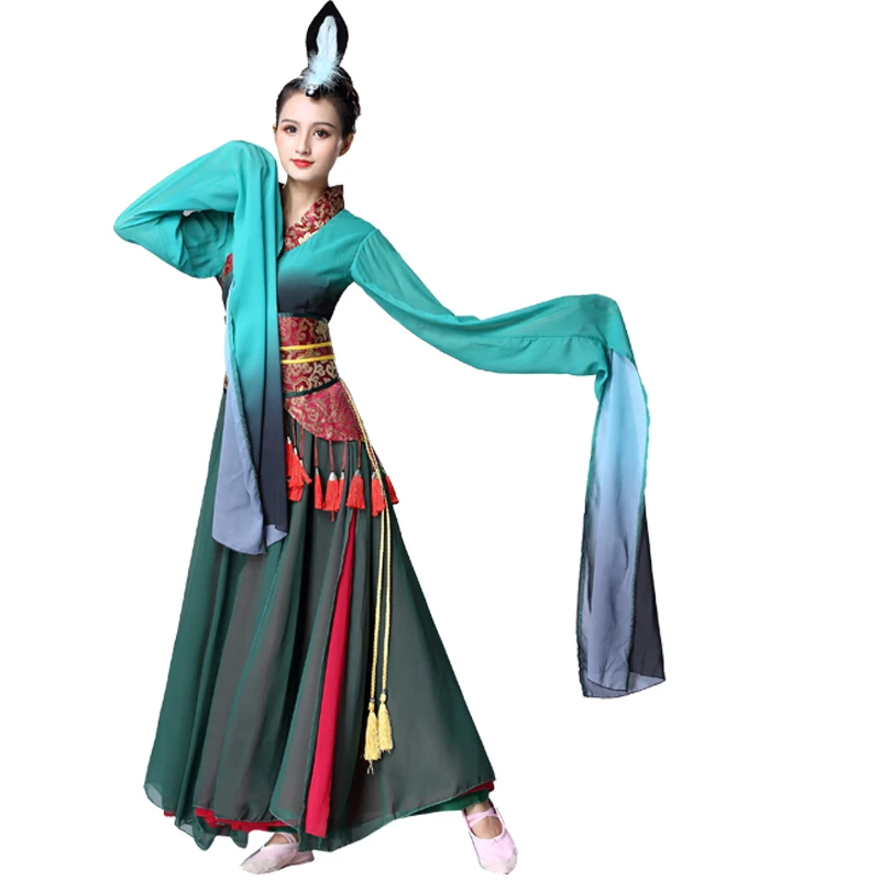 

Women' Dance Costume Ancient Han Chinese Style National Classical Elegant Water Sleeve Performance