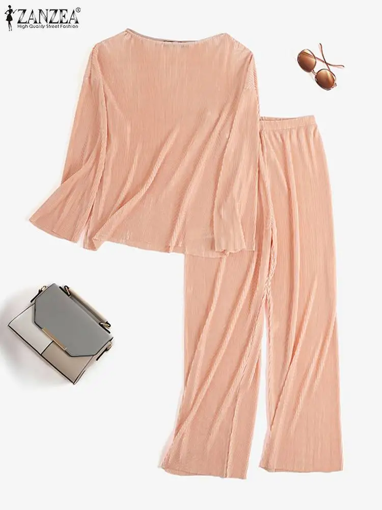 Женские модные комплекты Повседневная Свободная плиссированная одежда блузка с