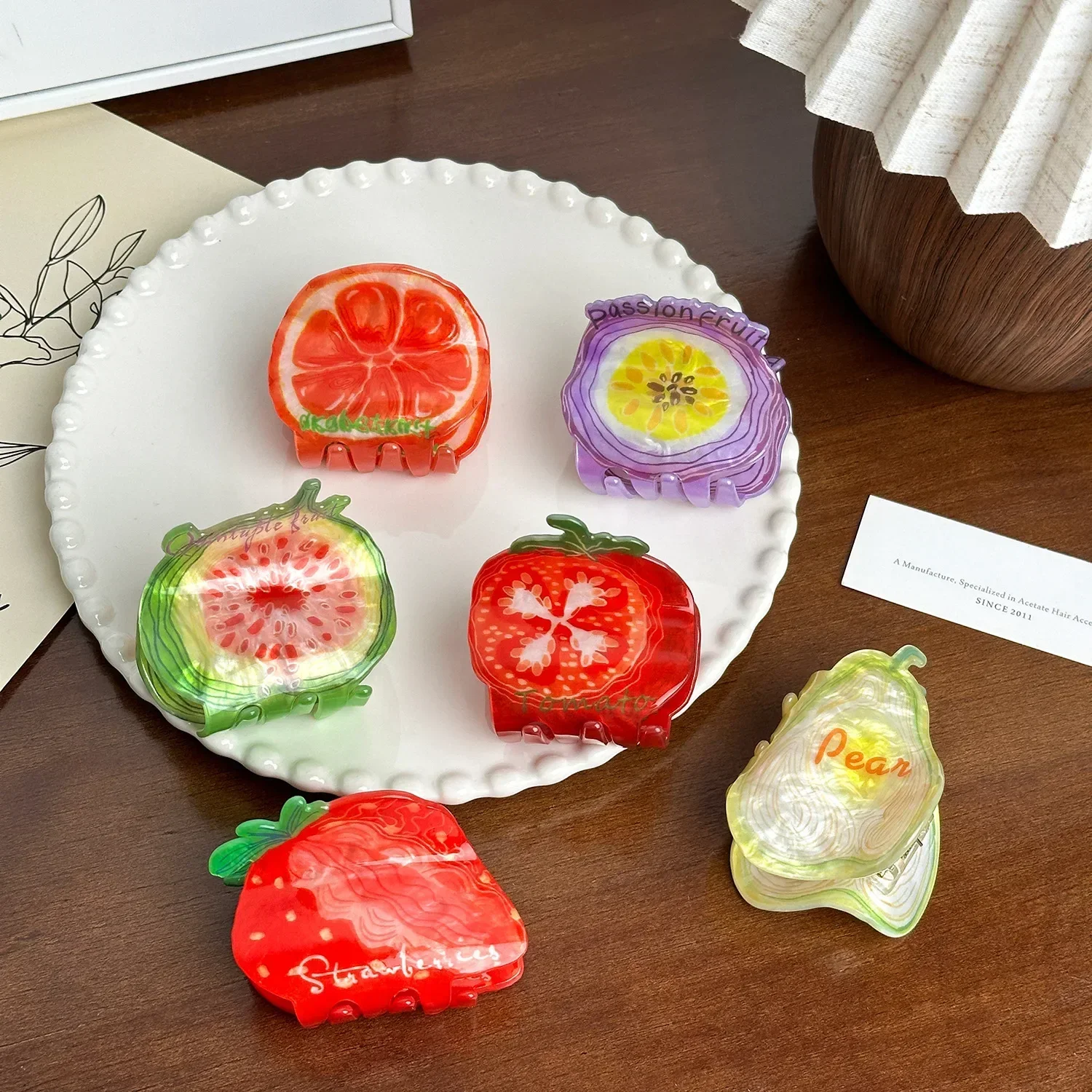 DuoShang новая забавная фруктовая серия акриловые заколки для волос с когтями