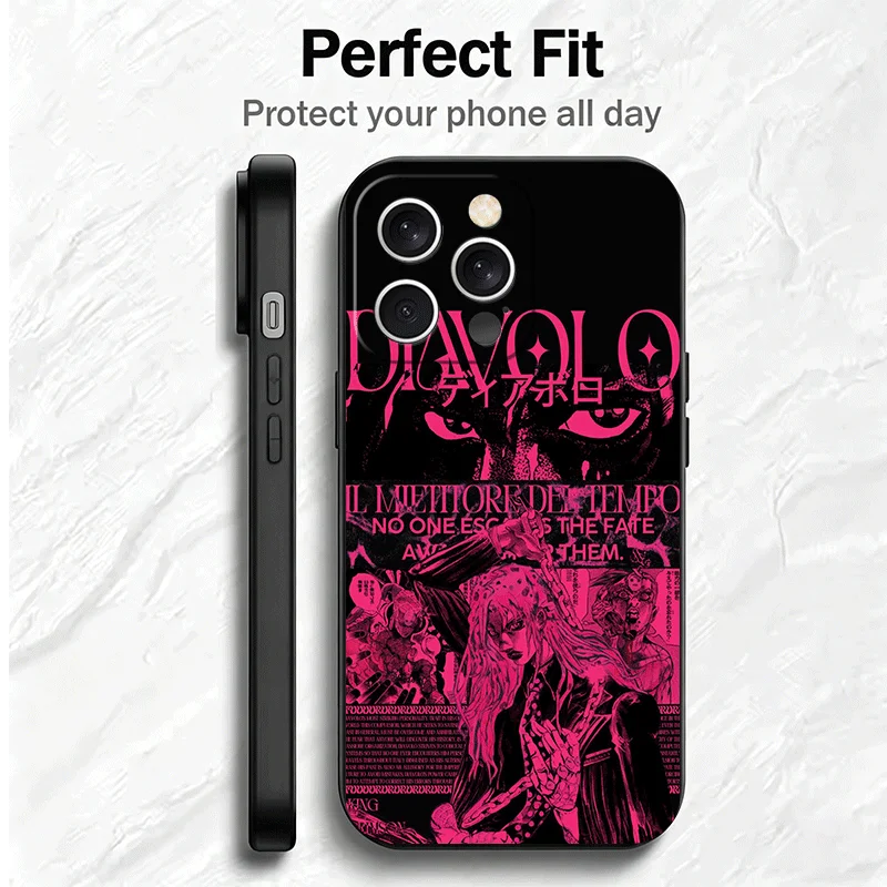 Фото Чехол JoJo Adventure Cool Soft для iPhone 11 13 14 15 16 Pro Max 17 Air 16E 12 Mini 7, черный, задняя крышка №5