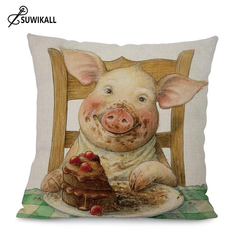 

Забавная Коллекция с принтом свиньи декоративный узор домашняя наволочка квадратный офисный Декор Наволочка