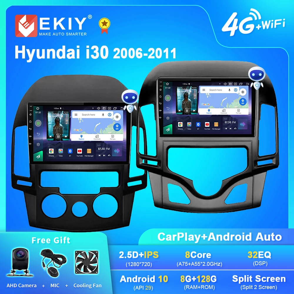 EKIY Q7 Android 10 Carplay DSP Autoradio For Hyundai i30 2006-2011 Android 10 Multimedia Navigation GPS No 2din Player  DVD HU