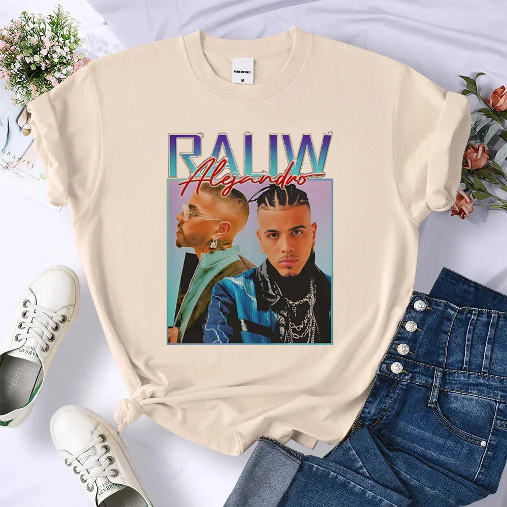 Rauw Alejandro top tees girl kawaii graphic korean clothes Trendy Pastel shirt streetwear University hip hop Punk