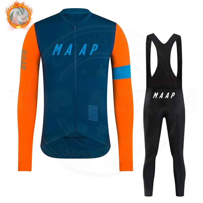 

2022 MAAP Team Winter Thermal Fleece Cycling Clothing Men's Jersey Suit Outdoor Warm Riding Bike Clothes MTB Long Bib Pants Set