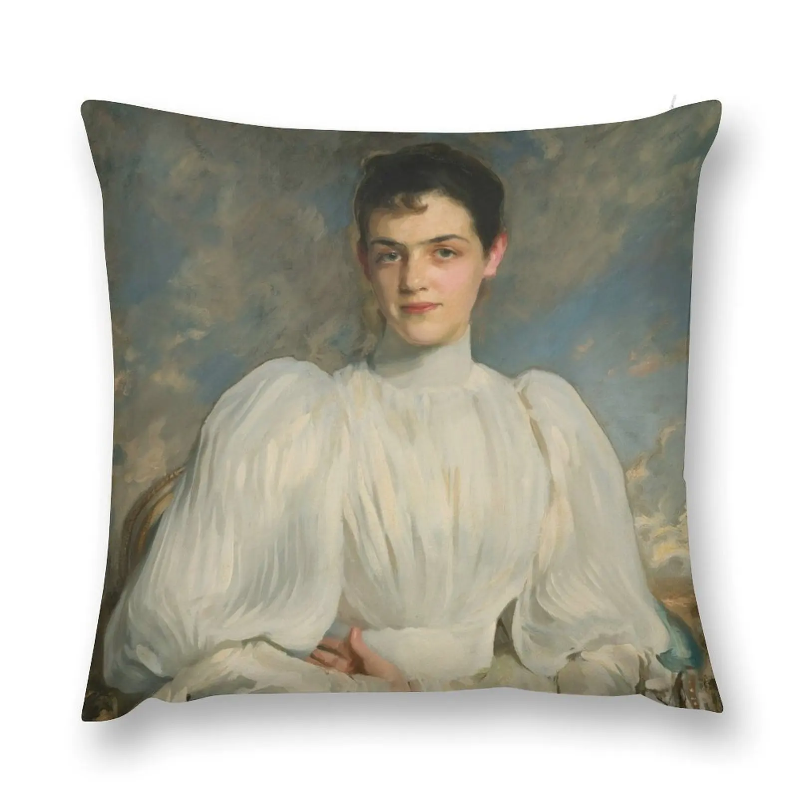 Винтажная Подушка John Singer серебряного цвета с портретом Elsie Wagg c1898 изобразительное