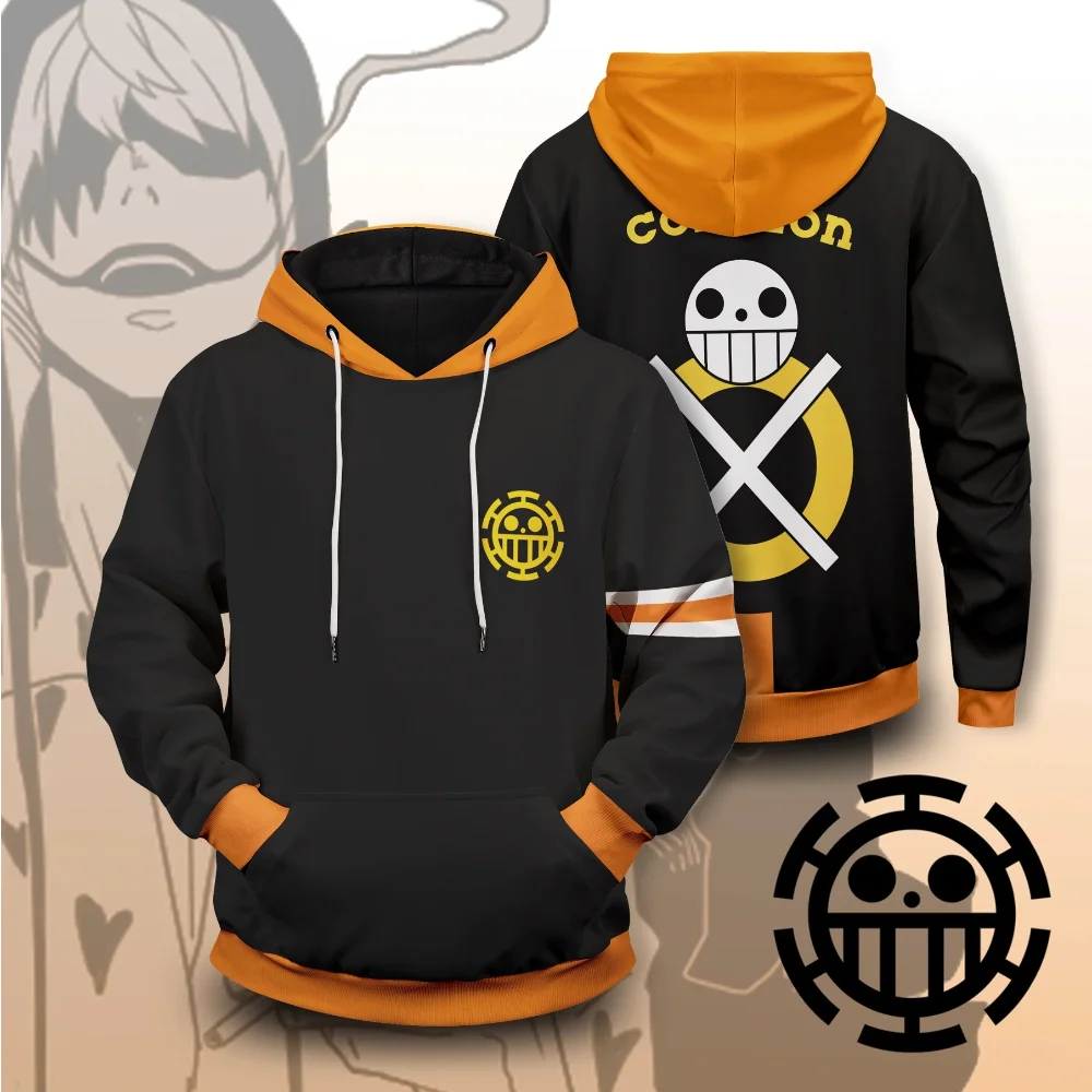 

Anime Cosplay Costumes One Piece Trafalgar Law Cosplay Hoodie 3D Printed Hood Pullover Sweatshirt Coat