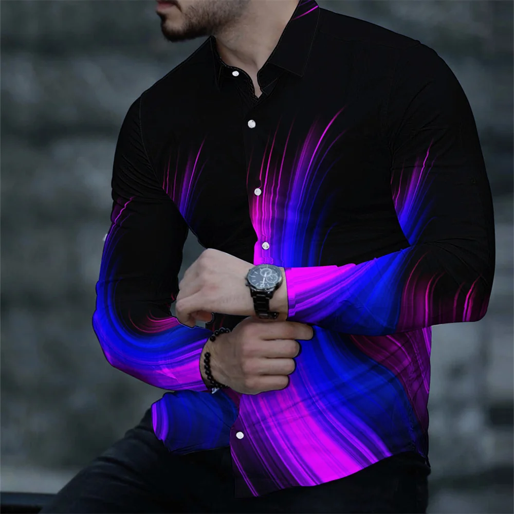 

Autumn New Casual Cool 3d Digital Printing Men's Shirts Fashion Long Sleeve Turndown Collar Tops Blouse for Men Clothes