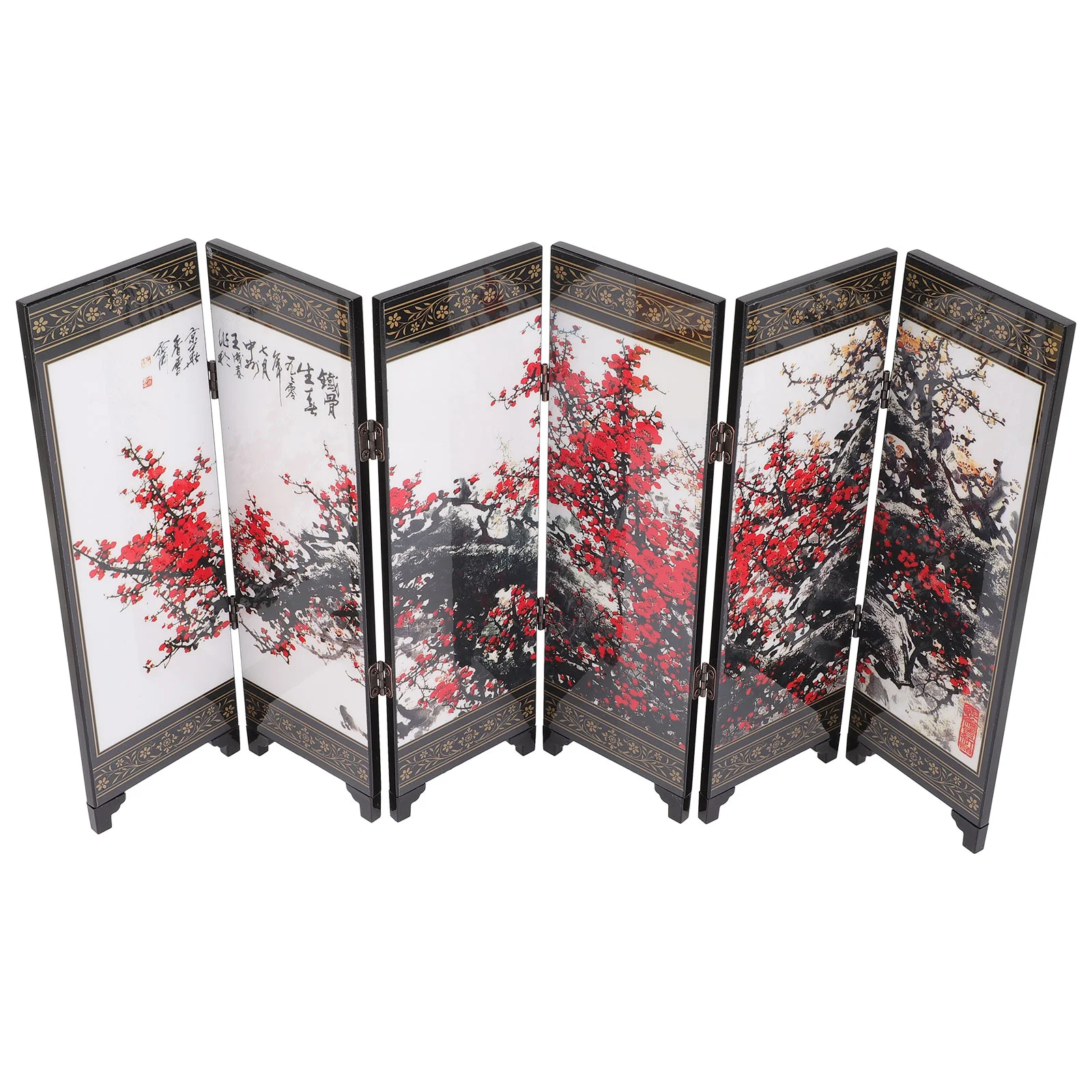 

Screen Panel Desktop Folding Mini Chinese Privacy Divider Dividers Tabletop Desk Screens Oriental Lacquerware Model Props Asian