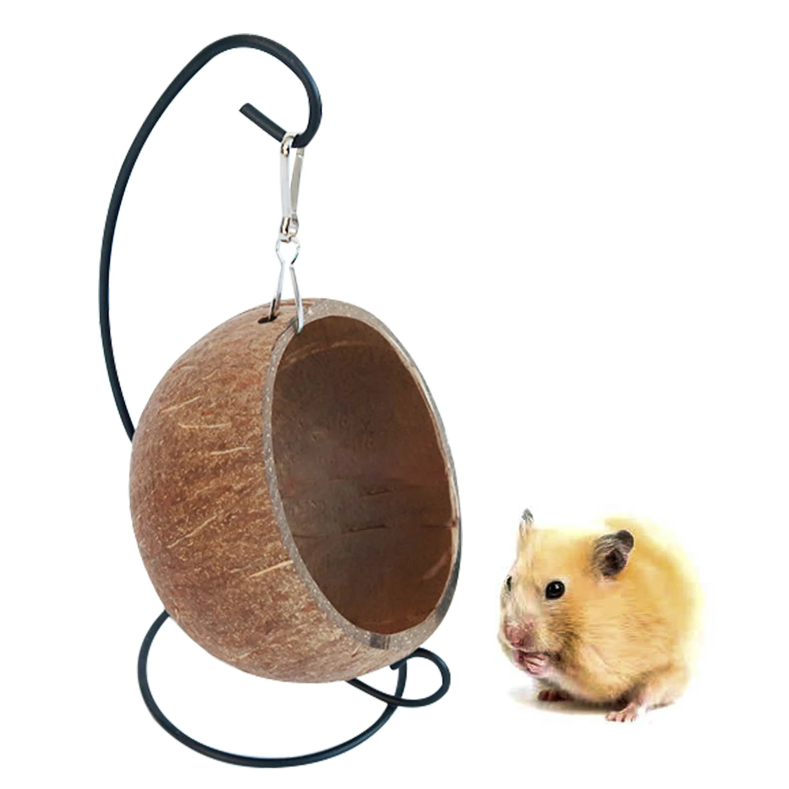 

Natural Hamster Coconut Hideout Hamster Hideout Hammock With Warm Pad Small Animal Habitat Decor