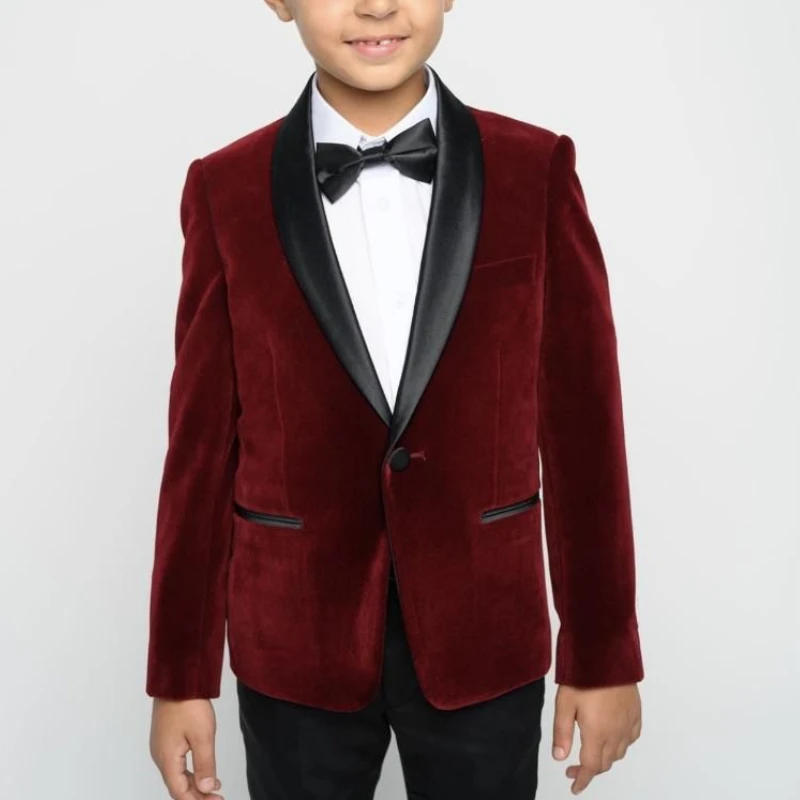 

Boy Wedding Suits Velvet Shawl Lapel Children Formal Perfomance Child Celebrity Party Gown 2 Piece
