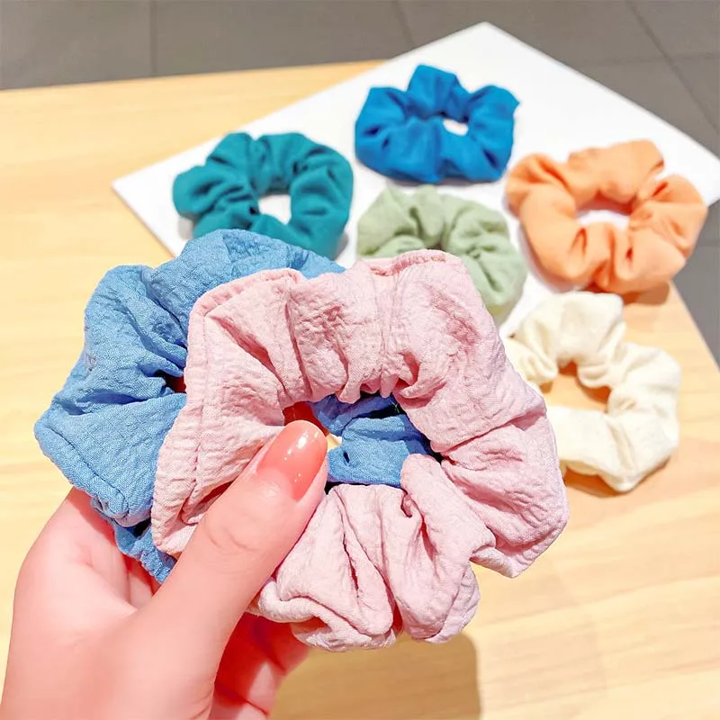 

New Women Scrunchie Elastic Hair Bands Handmade Multicolor Hair Ties Rabbit Ears Ponytail Holder Solid Headband Hair Accessories