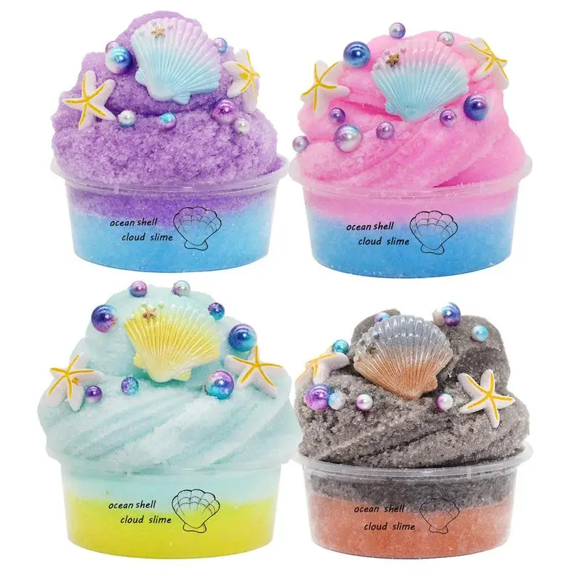 

Jelly Cube Slime Soft Stretchy Foam Clay Ocean Shell Slime Fluffy Crystal Mud Colorful Fluffy Clay Non-sticky Crunchy Slime